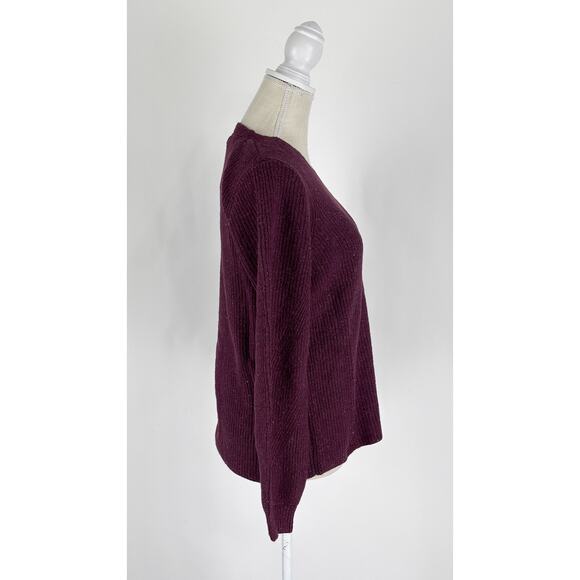 J Jill Tweed V Neck Knit Sweater Pullover Womens Size Small Cabernet Purple New - Picture 3 of 12